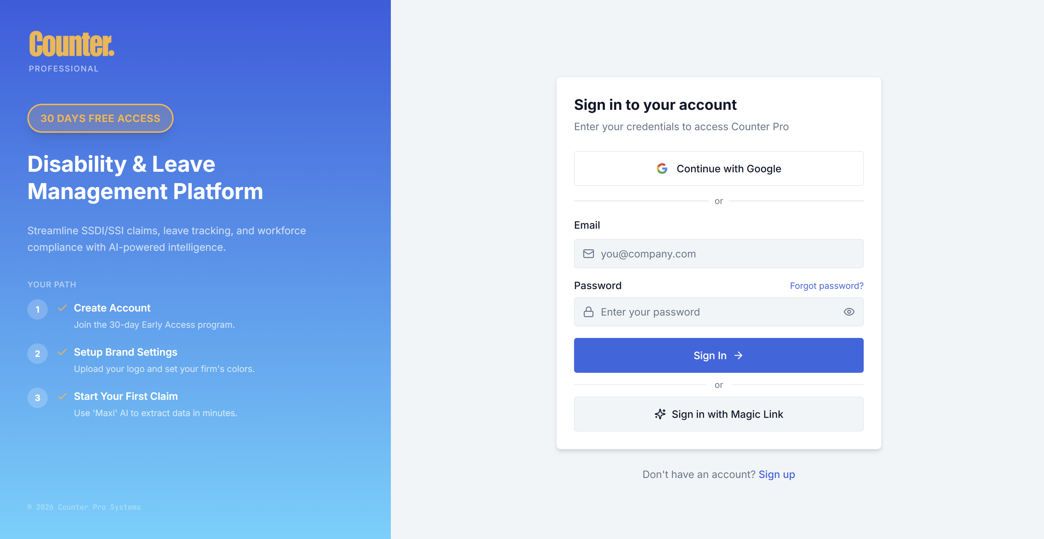Advocate sign-in or access restricted