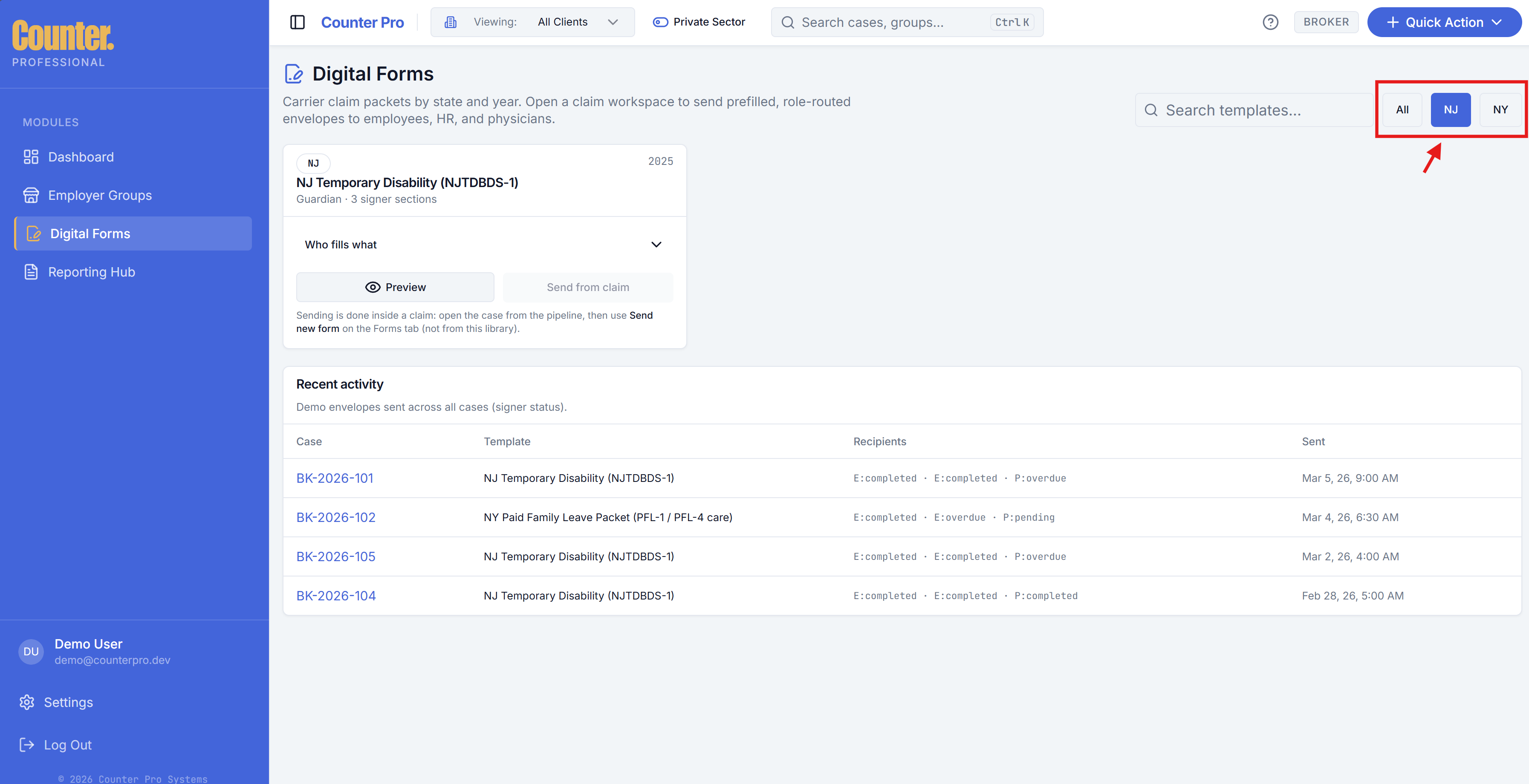 Digital Forms filters
